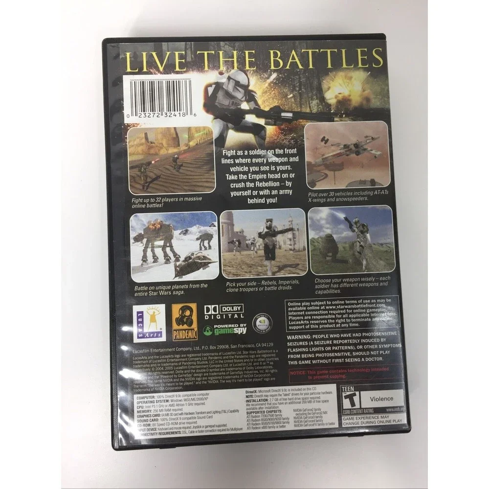 Star Wars Battlefront PC Game CD-ROM WIndows 98 XP 7 Shooter 2004
